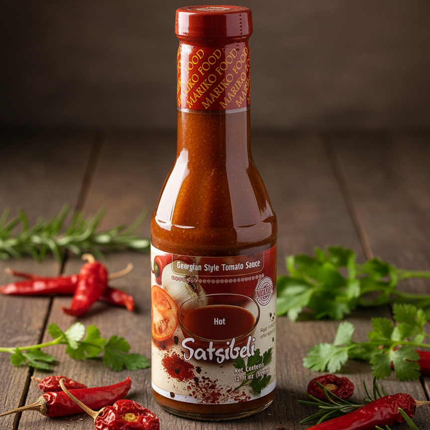 Satsibeli Georgian Style Tomato Sauce (HOT) 1 Bottle 12 FL OZ (355ml) Made in USA